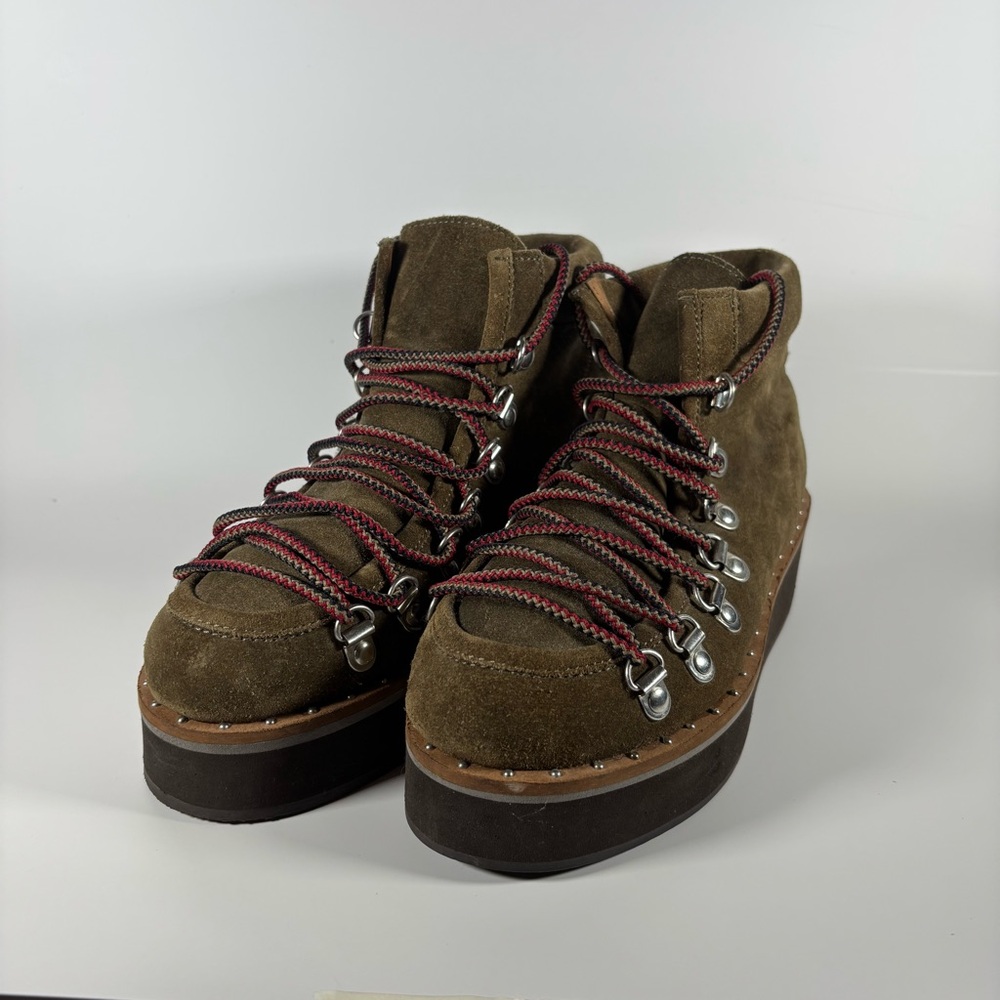 Free People Lace Up Boots - Olive and Burgundy Size 6-6.5/36